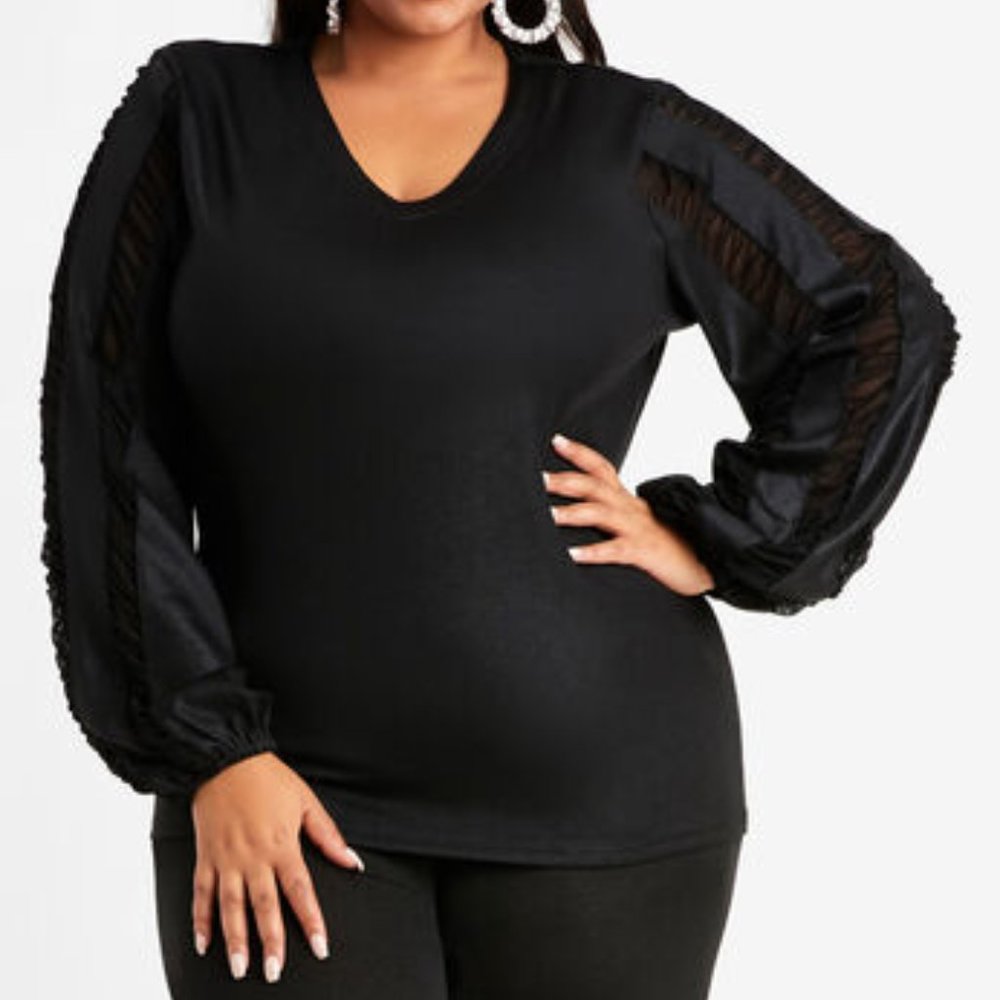 Ashley Stewart Black Silk Blouse Size 22